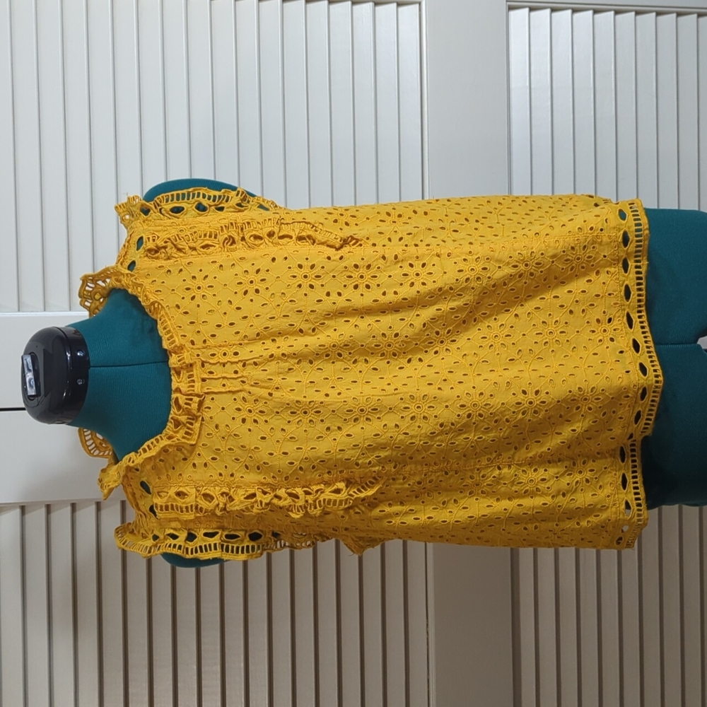 NWT Anthropologie Yellow eyelet top